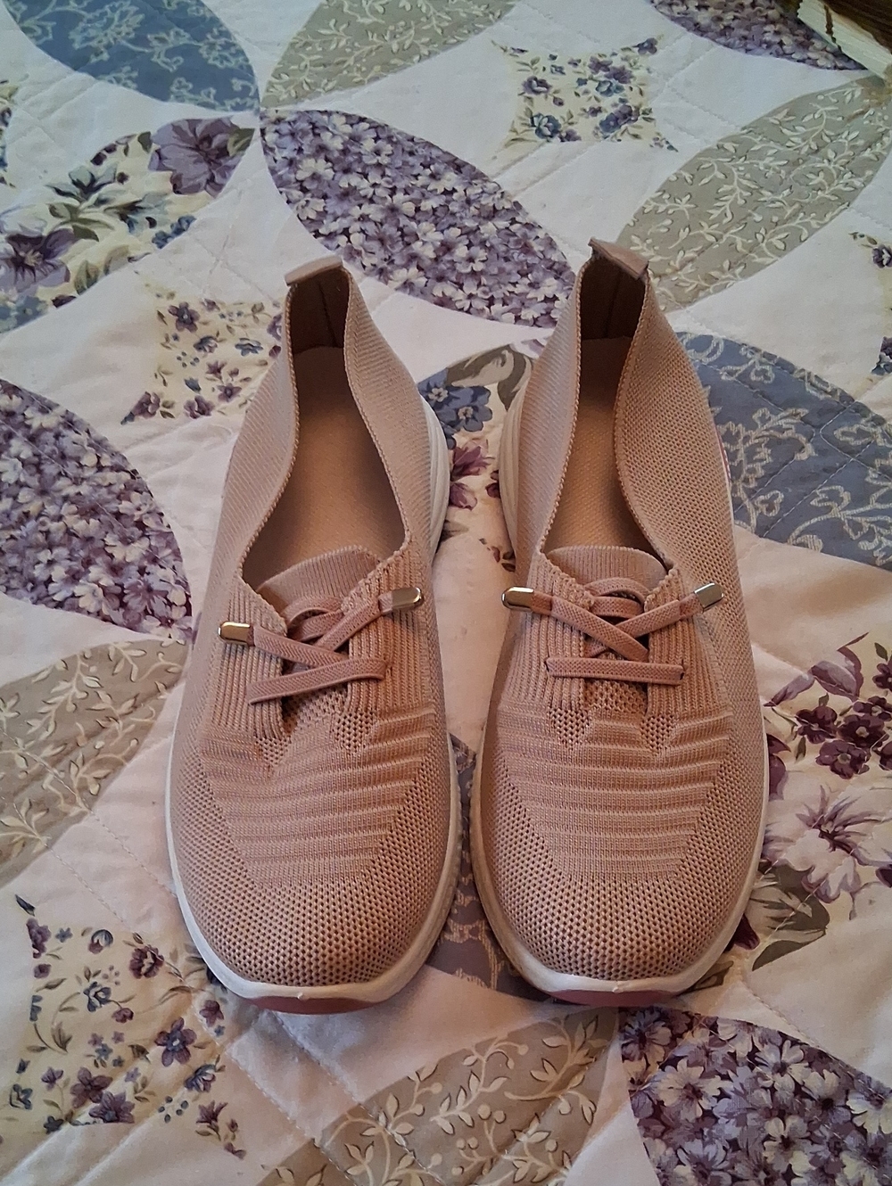 Women’s Slip-On Knit Sneakers — Blush Pink. Size 10